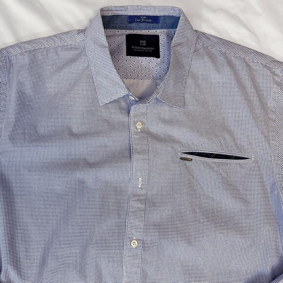 Scotch & Soda Shirt Mens Size XL Lt. Blue Button Up Pocket Long Sleeve - Picture 2 of 8